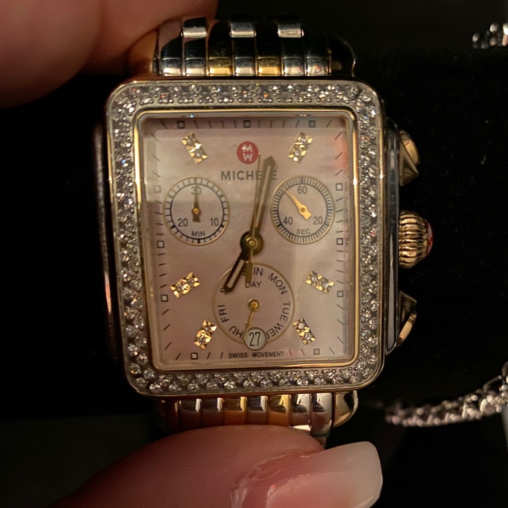 Michele watch 2 tone pink and diamond